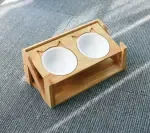 Cat bowl wooden dish rack Comfortable Eating Food Bowl For Cat