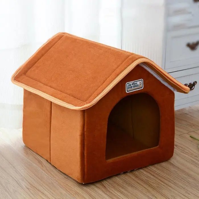 Pet Folding Bed - Portable Pet House For Puppy & Kitten Brown