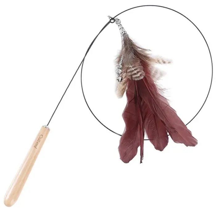 Cat long rod wire feather funny cat stick