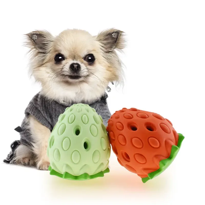 1622456229925 Pet Dog Bite Resistant Strawberry Leaking Ball Toy