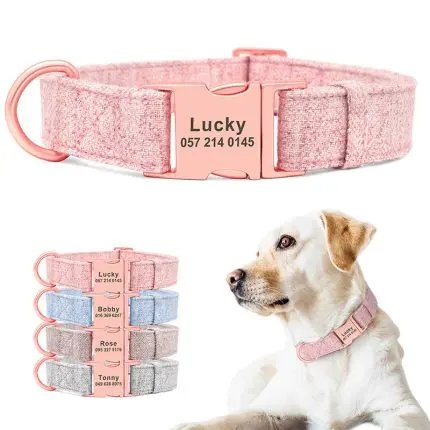 Pet Dog Collar Engraving Anti-Lost Traction Rope Supplies