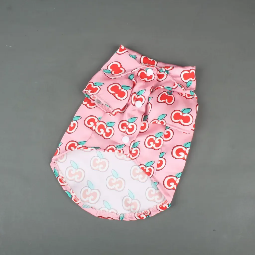 Pet Clothes Thin Silk G Home Powder Apple Shirt Method Teddy Schnauzer Fashion Leisure