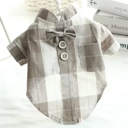 Dog Clothes Summer Thin Cat Bow Tie Collar Shirt Dress Wholesale Small Dog Pet