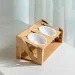 Cat bowl wooden dish rack Comfortable Eating Food Bowl For Cat