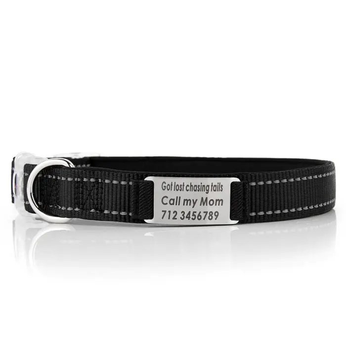 Customized the dog's name and phone number Nylon Dog Collar