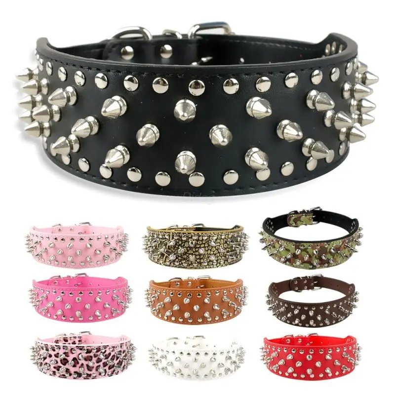 Pet collar large dog rivet collar PU Leather Collar for Dogs