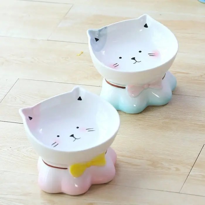 Ceramic Cat Bowl That Protect Cats Cervical Vertebrae