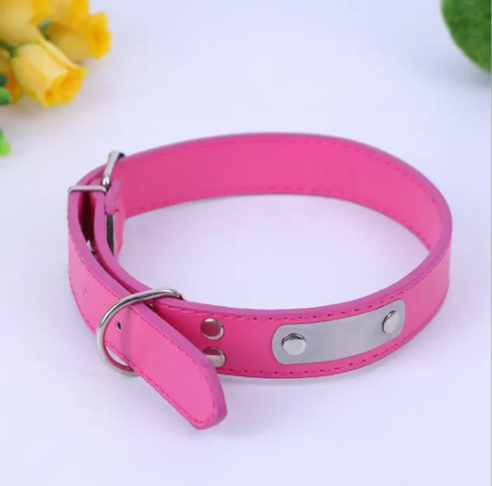 Pet supplies outdoor stainless steel dog PU collar New dog collar