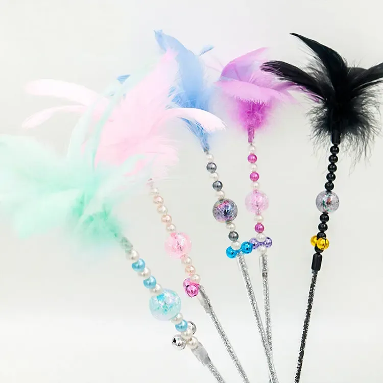 Colored feather bells, funny cats, fairy sticks Toys For Cat