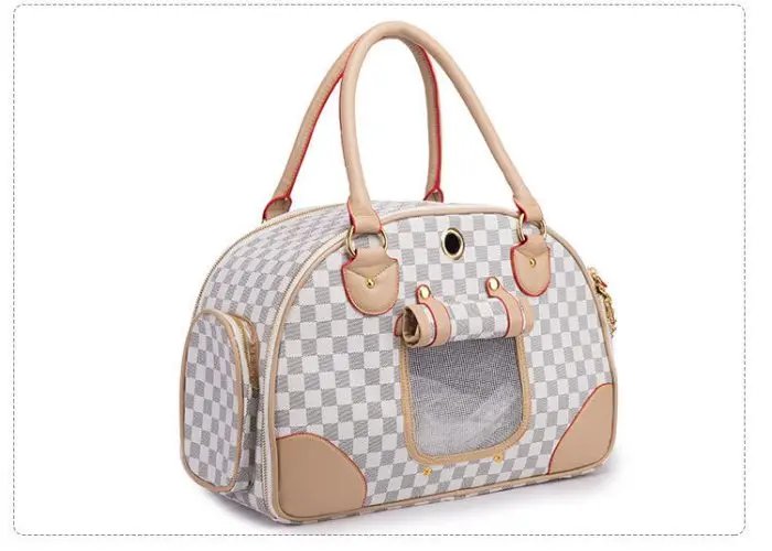 Pu Leather Small Cat Dog Carrier Bag Outdoor Travel Carry Tote Foldable Shopping Bag Portable Pet Dog Handbag