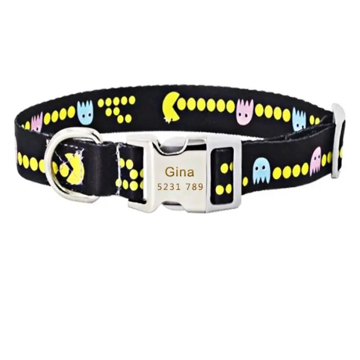Pet Personalized Dog Collar Floral Engraved Puppy Name