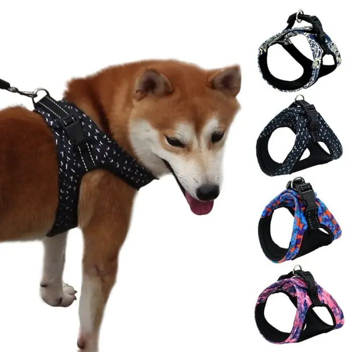 Reflective printed Pet Chest strap set For Dogs