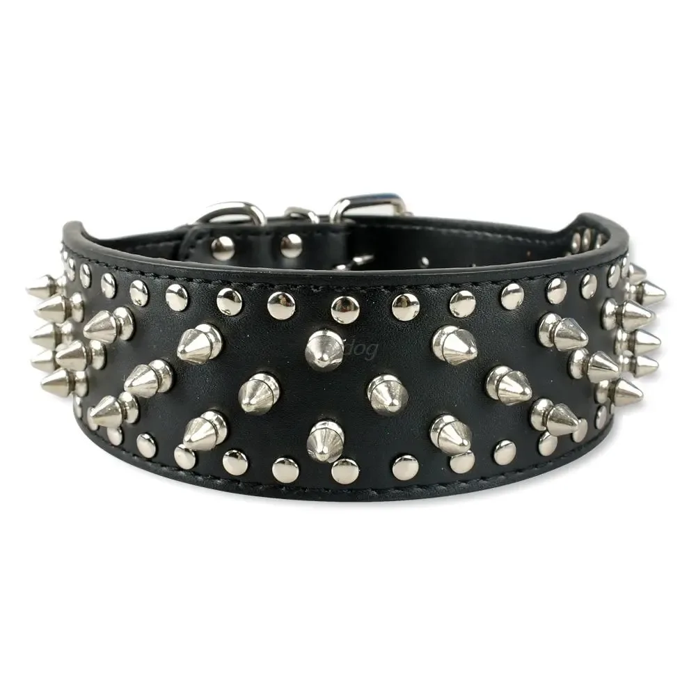 Pet collar large dog rivet collar PU Leather Collar for Dogs