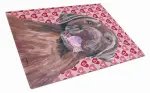 Valentine's Day Dog Print Glass Cutting Board Large