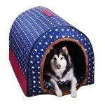 Warm Dog House Print Stars Soft Foldable Pet dogs bed
