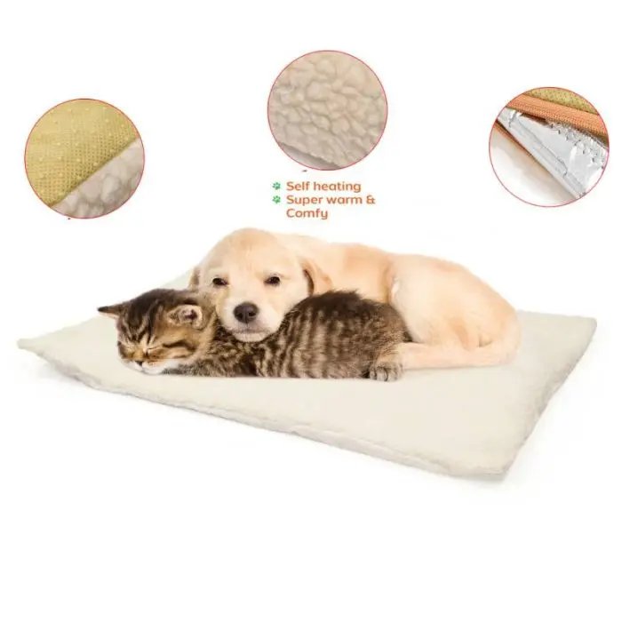 Self Heating Pet Bed Super Soft Fleece Comfortable Mat Warmer