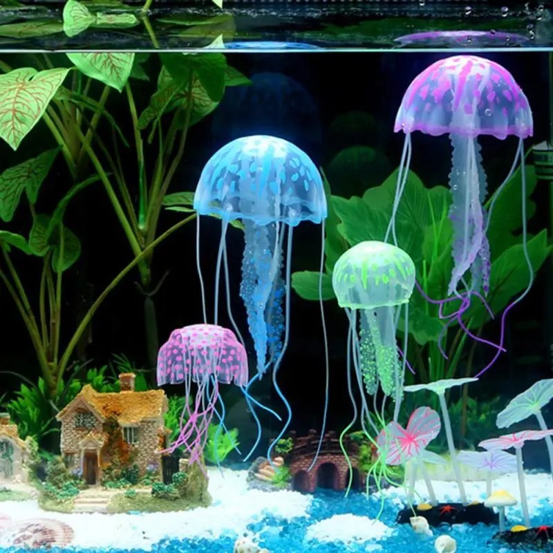 Colorful Artificial Glowing Effect Jellyfish Fish Tank Aquarium Decor