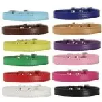 Adjustable Colorful Pet Collars PU Leather Neck Strap Safe For Dogs