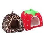Soft Strawberry Leopard Pet Dog Cat House
