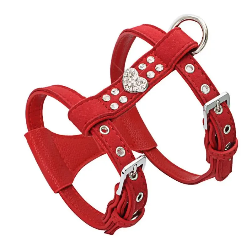 Pet Chest Strap Shining Rhinestone Heart design