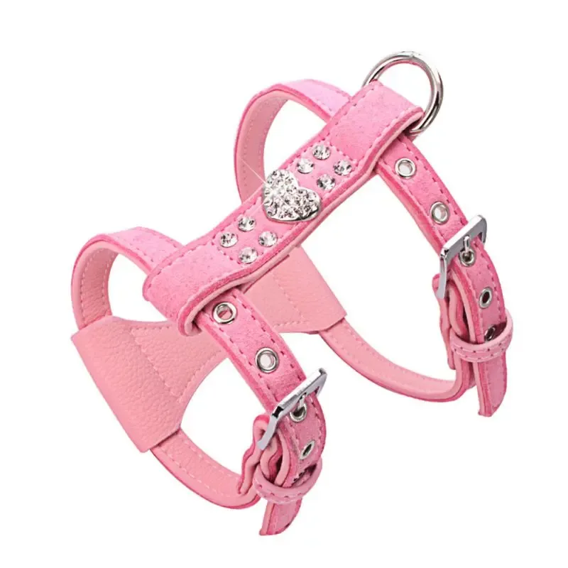 Pet Chest Strap Shining Rhinestone Heart design