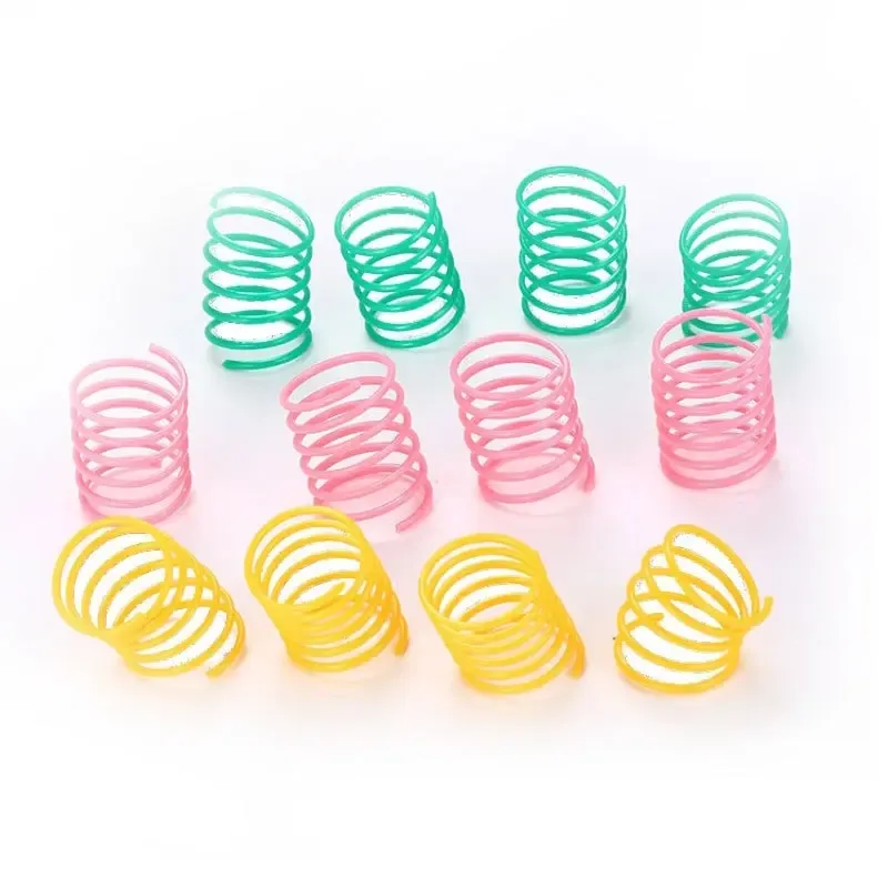 Cat Toy Pet Rainbow Ball Spring Prison Cage Mouse Telescopic Wire Interactive Stick Bell Feather Play Toy  For Cat