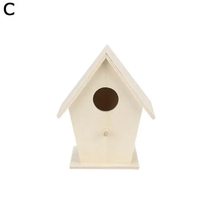 Wooden Bird House With Hanging Rope