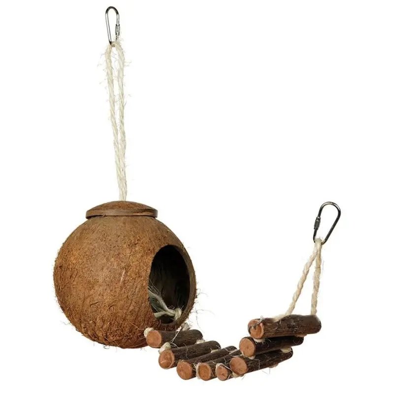 Coconut Shell Bird Nesting House With Ladder