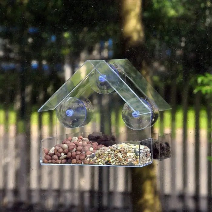 Acrylic Transparent Window Bird Feeder Tray